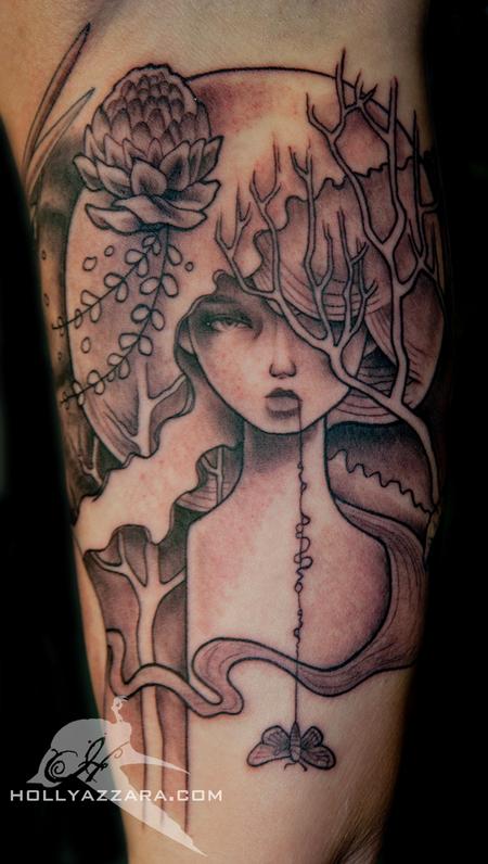 Holly Azzara - Audrey Kawasaki painting sleeve in progress